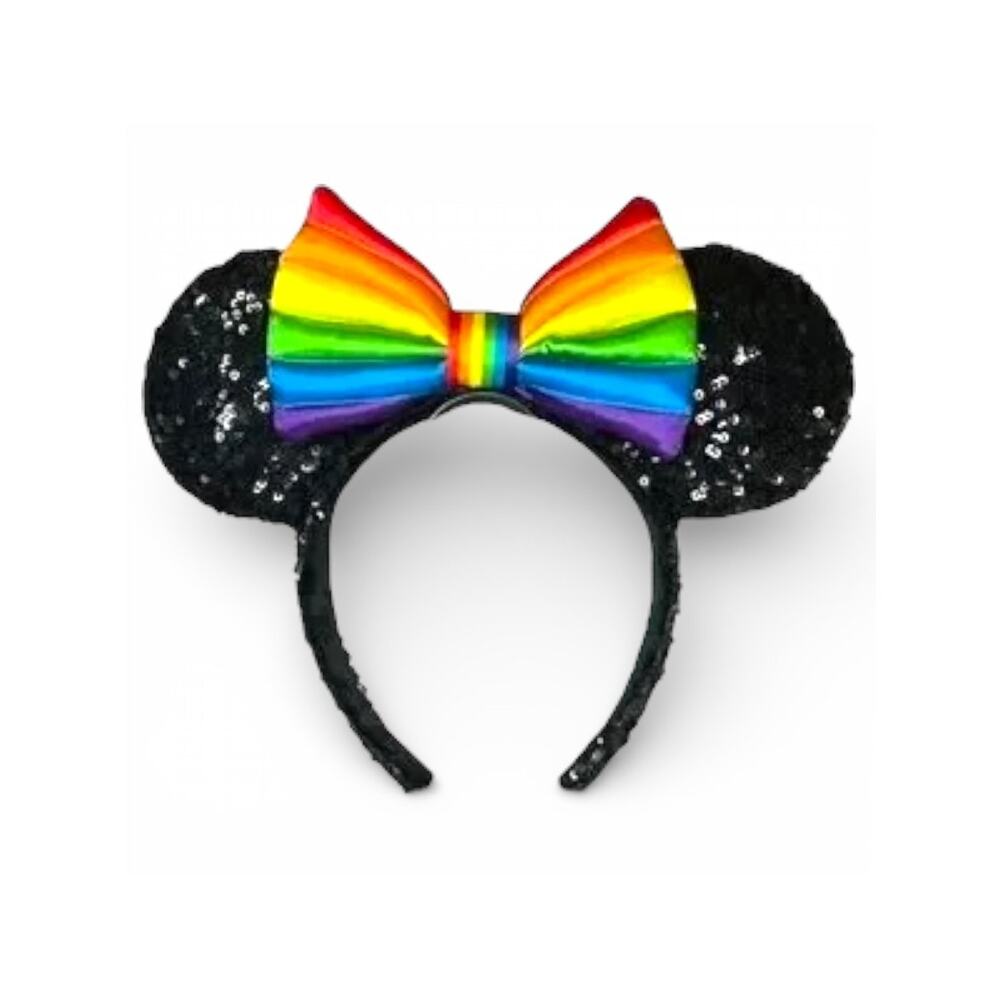 Rainbow Pride Sequin Mouse Ears Headband Festival Park Costume Accessory